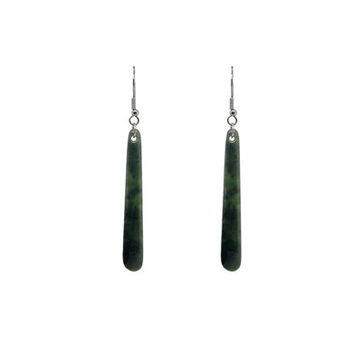 Wild at Heart 60mm Drop Pounamu Earrings | Steel