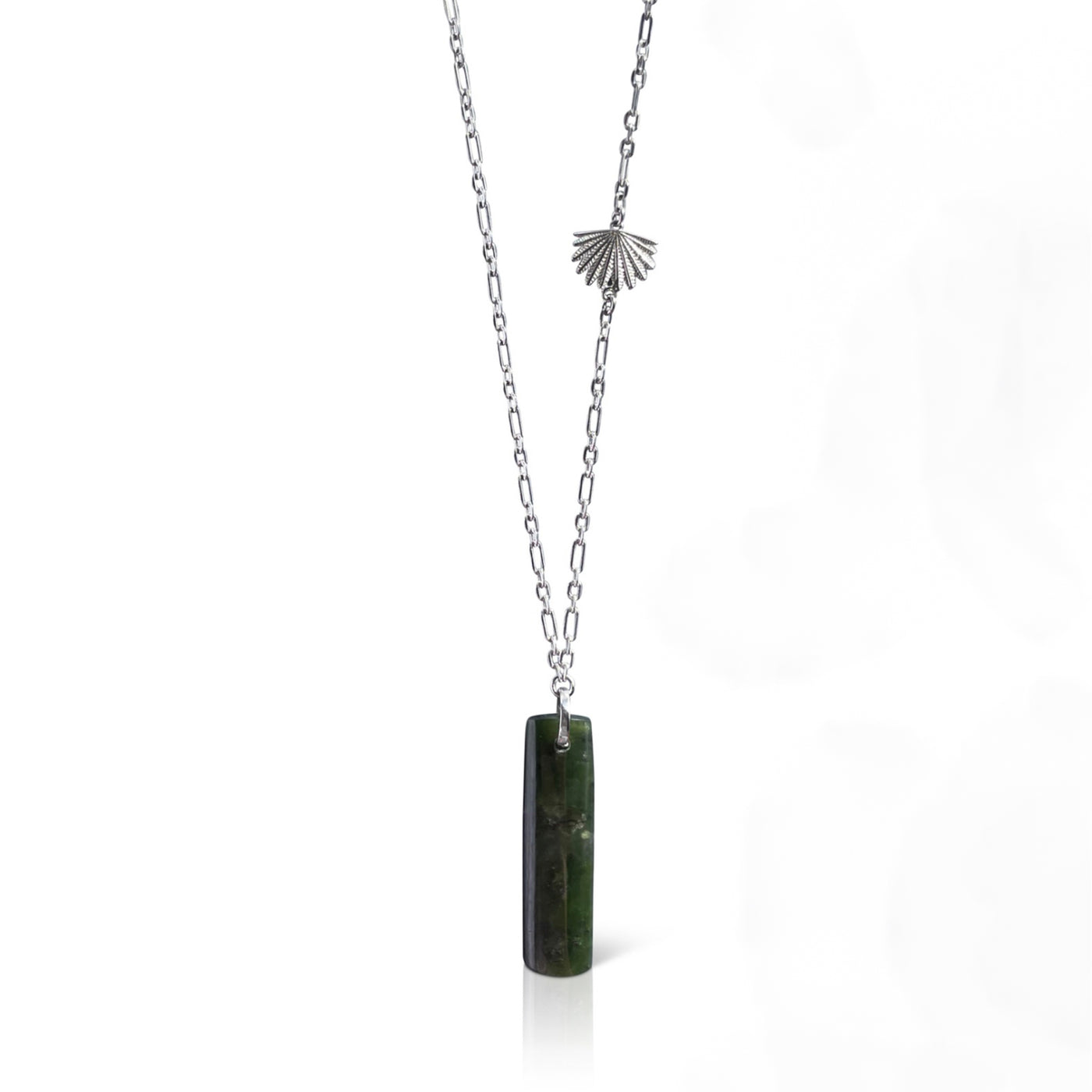 Boh Runga | Silver | Pounamu Piwakawaka Drop Pendant