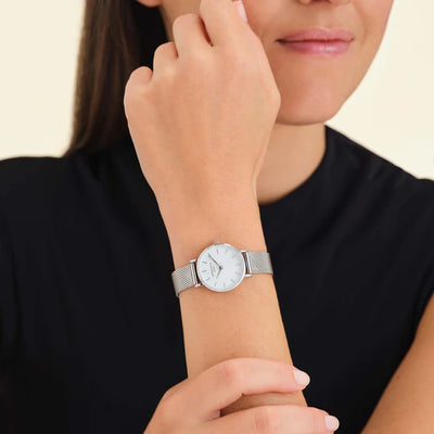 Rosefield Small Edit Pearl Silver Watch