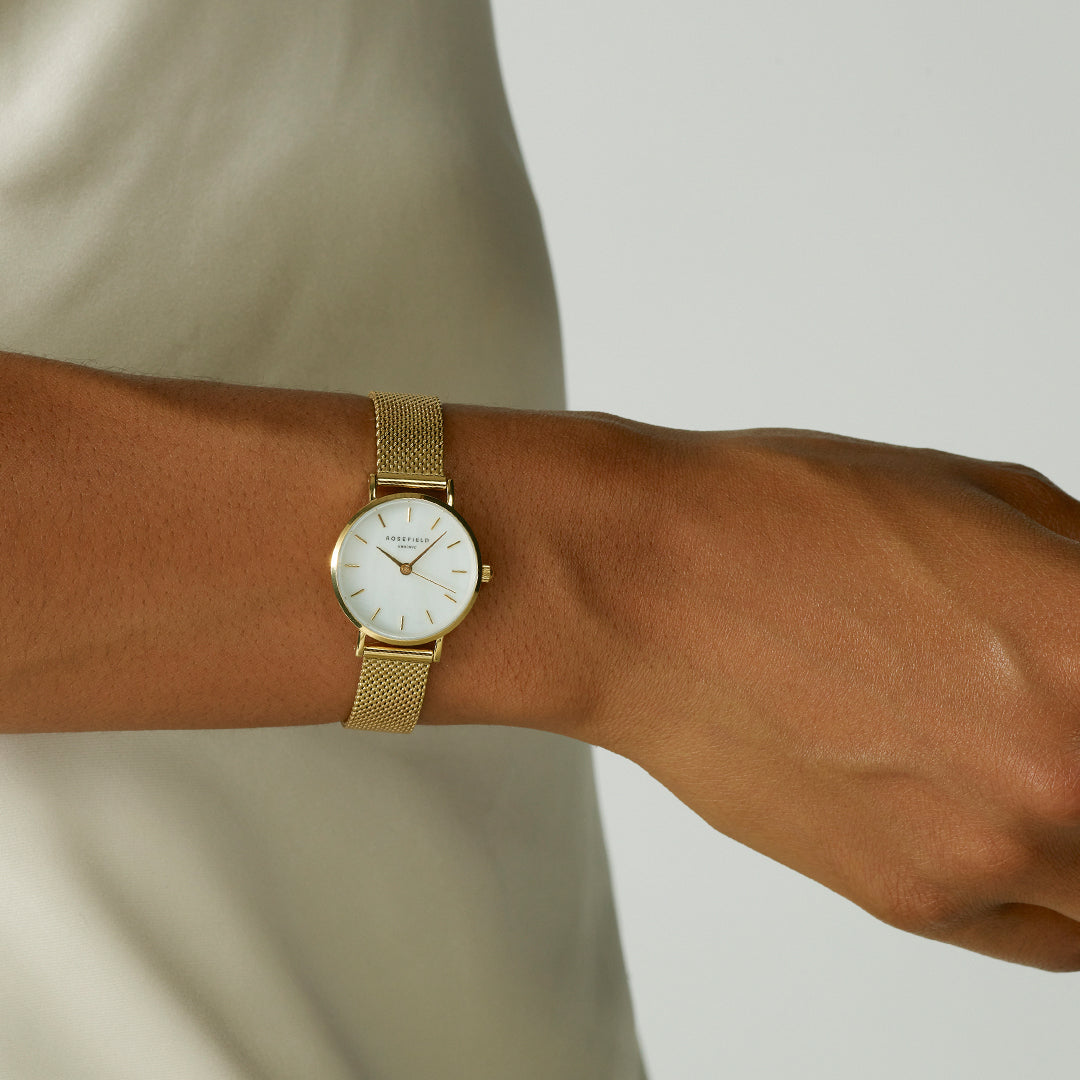 Rosefield Small Edit Mesh Gold Watch