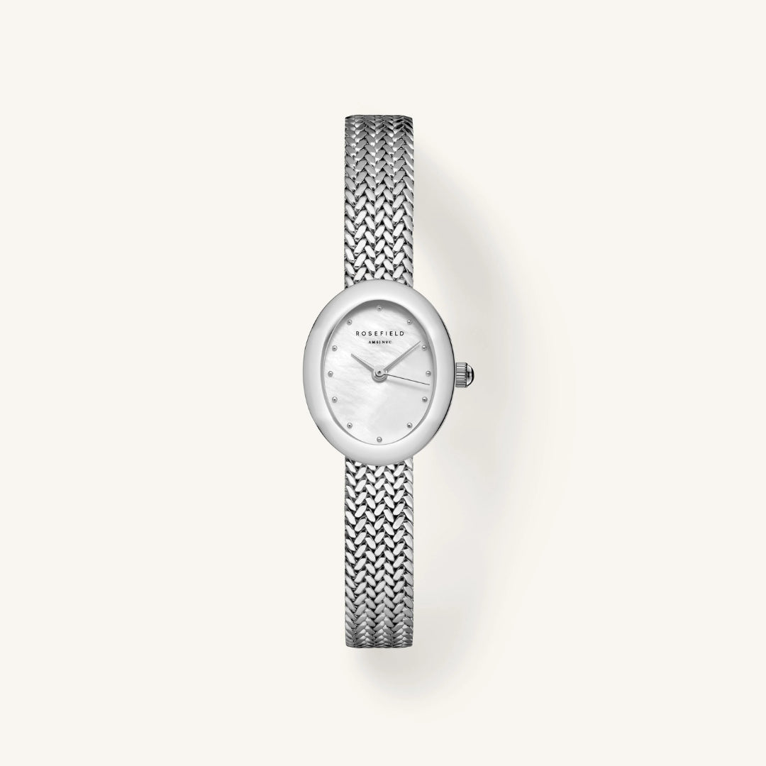 Rosefield Mini Oval Silver Watch