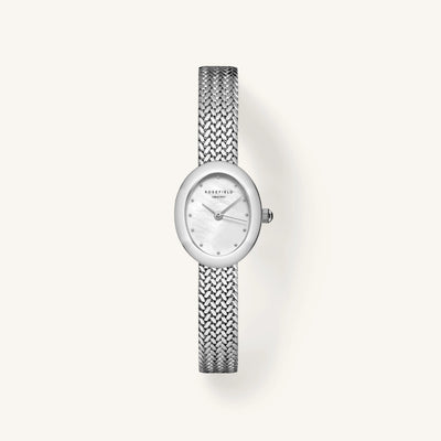 Rosefield Mini Oval Silver Watch
