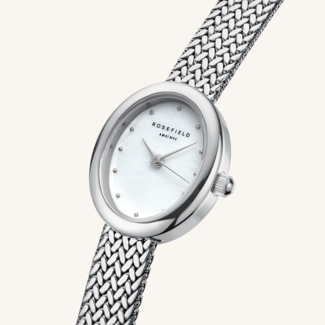Rosefield Mini Oval Silver Watch