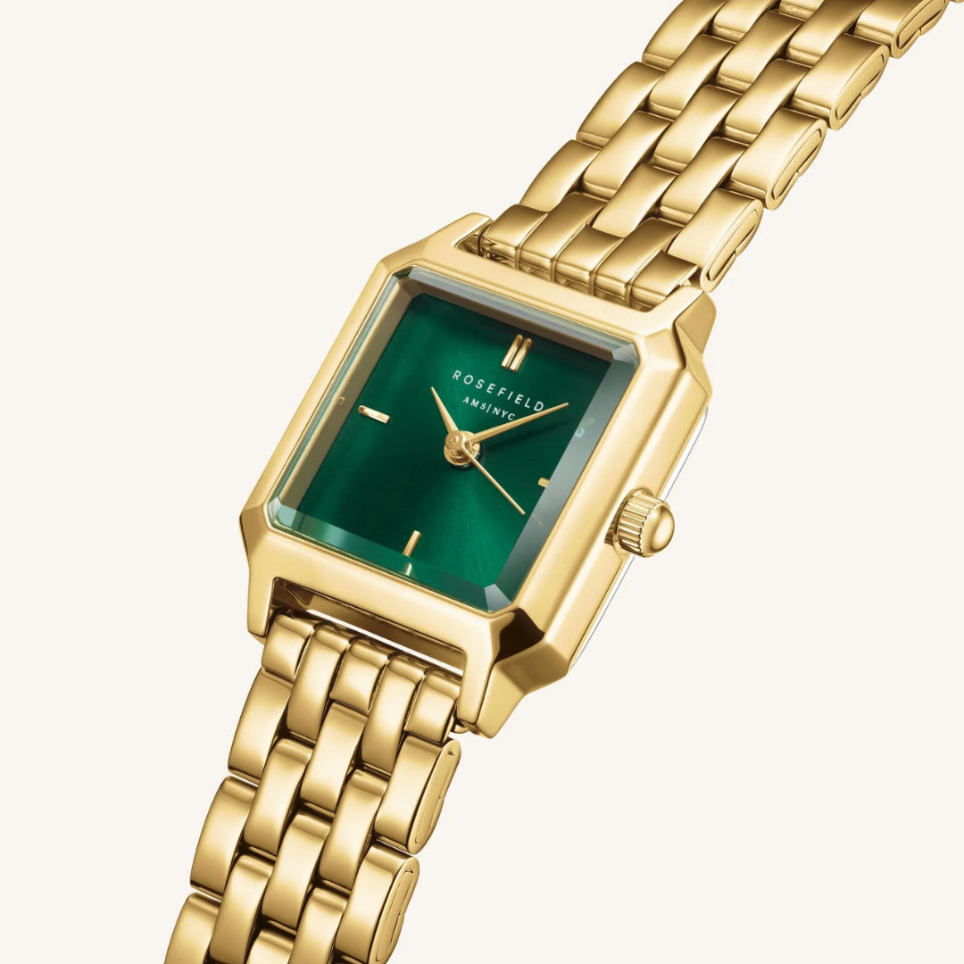 Rosefield Boxelle Emerald Yellow Gold & Emerald Watch