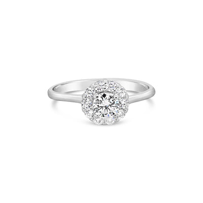 Promise Sterling Silver CZ Halo Cluster Ring | Size M