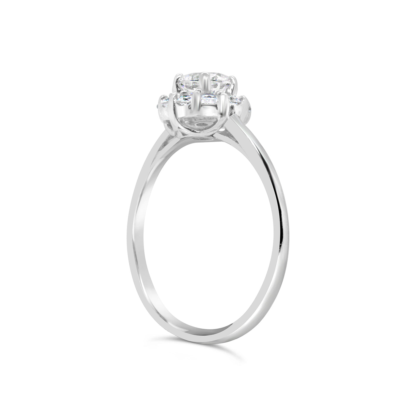 Promise Sterling Silver CZ Halo Cluster Ring | Size M