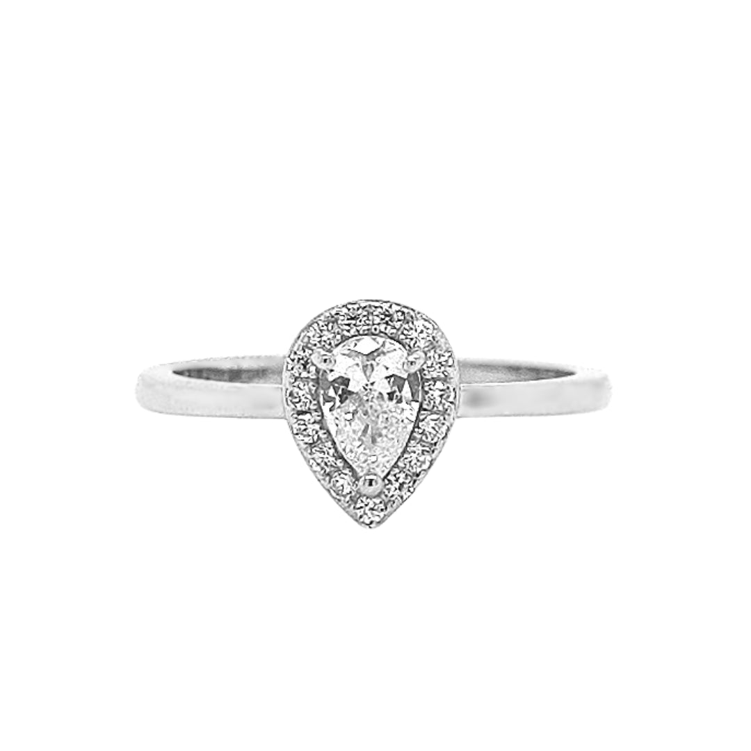 Promise 'Reign' Pear Halo Ring