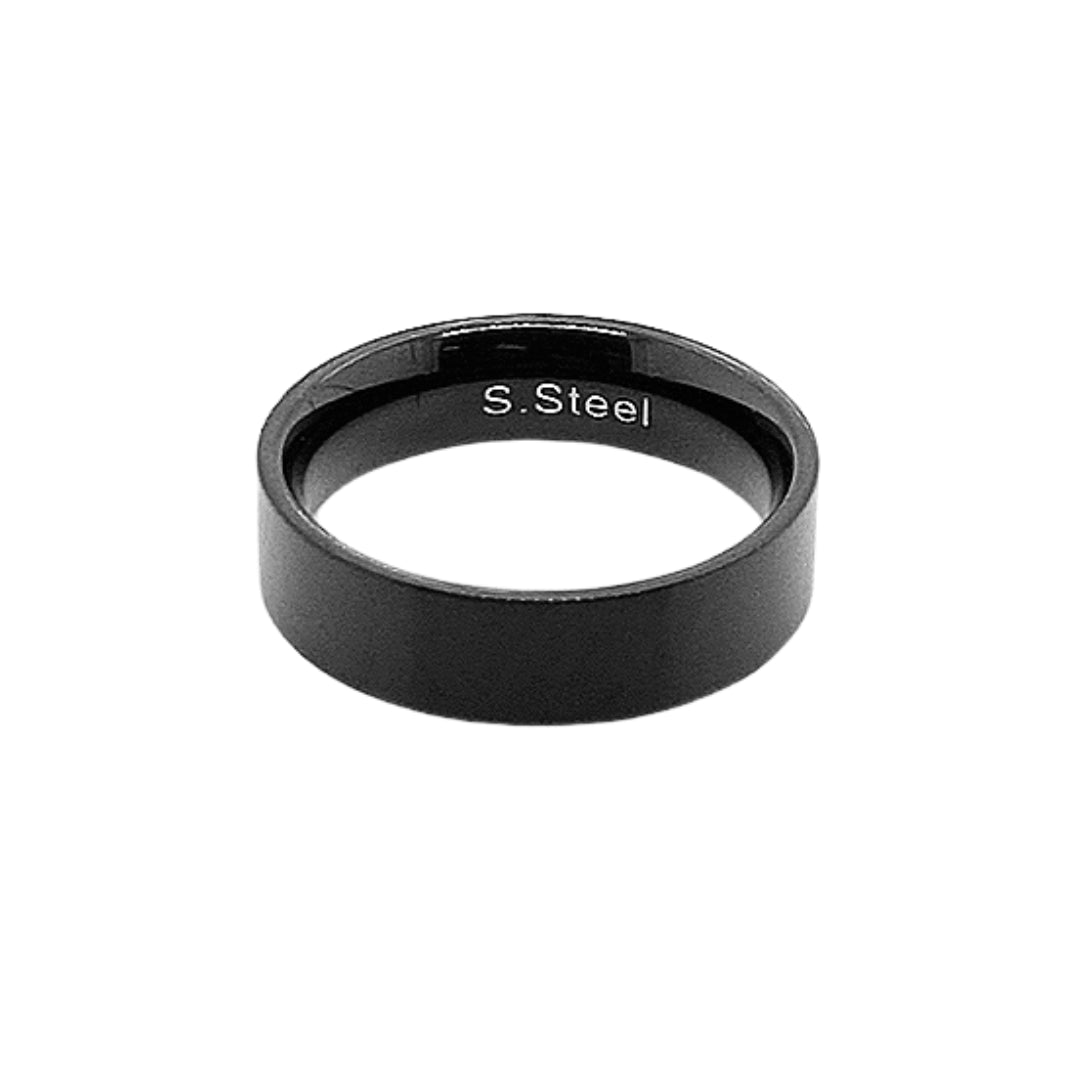 Revolution Matt Black Stainless Steel Flat 6mm Ring (P 1/2)