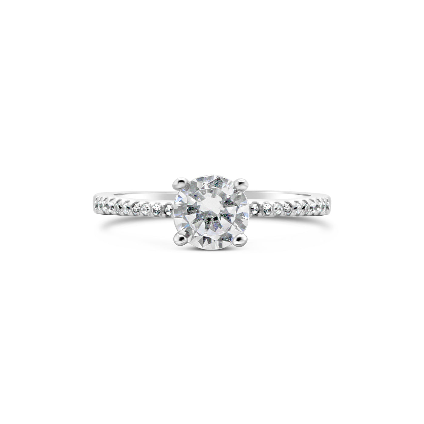 Promise 'Elegant' 4 Claw Solitaire w Bead Set Band Ring