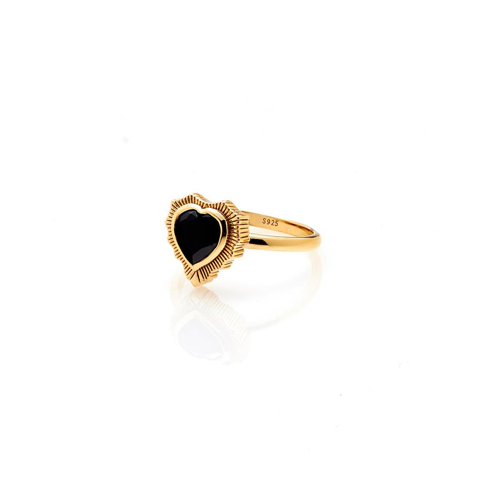 Silk&Steel Amour Black Spinel Heart Ring