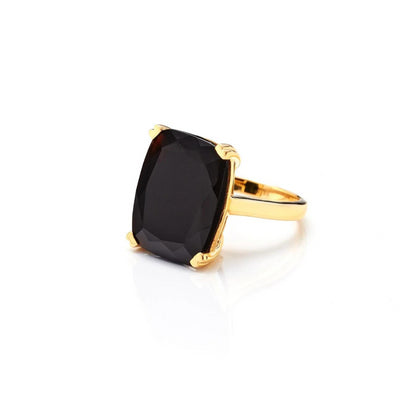 Silk & Steel Onyx Goddess Gold Ring