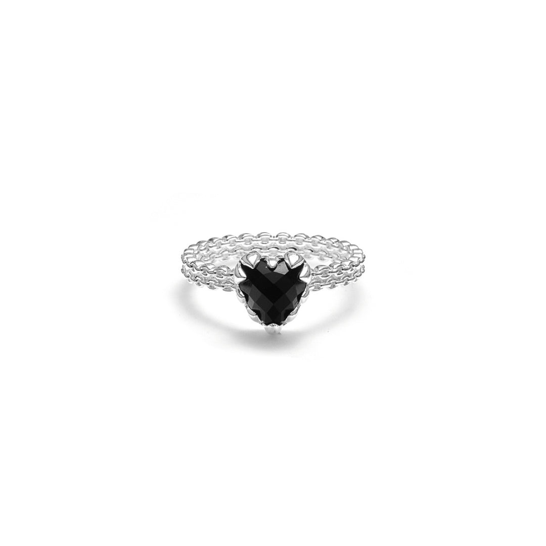 Stolen Girlfriends Club Mini Claw Ring | Silver | Onyx | Size Q