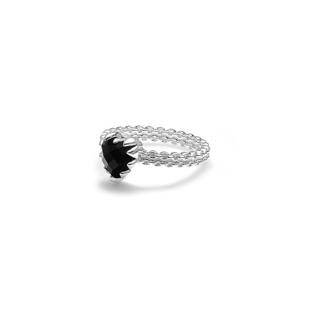 Stolen Girlfriends Club Mini Claw Ring | Silver | Onyx | Size Q