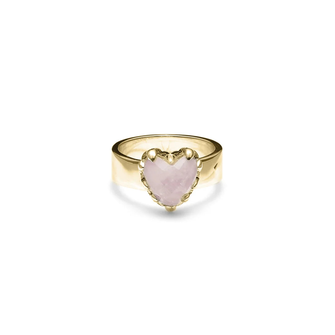 Stolen Girlfriend Club | Love Claw | Rose Quartz | Gold Plated | Ring | Size N