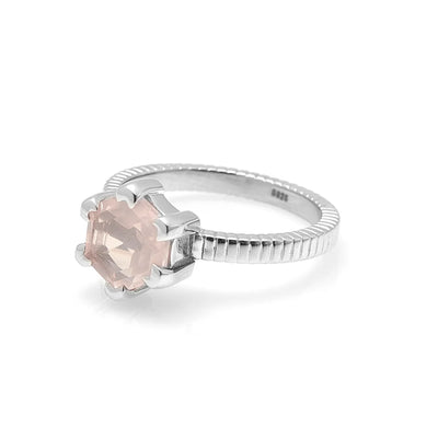 Silk & Steel Harmony Ring Rose Quartz + Silver | Size N