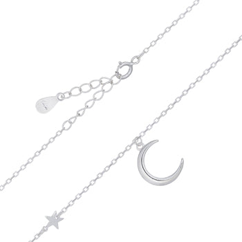 Luna 'Skathi' Star & Moon Necklace | Silver | 45cm