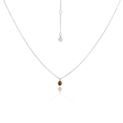 Silk & Steel Mini Tiger's Eye Necklace | Silver