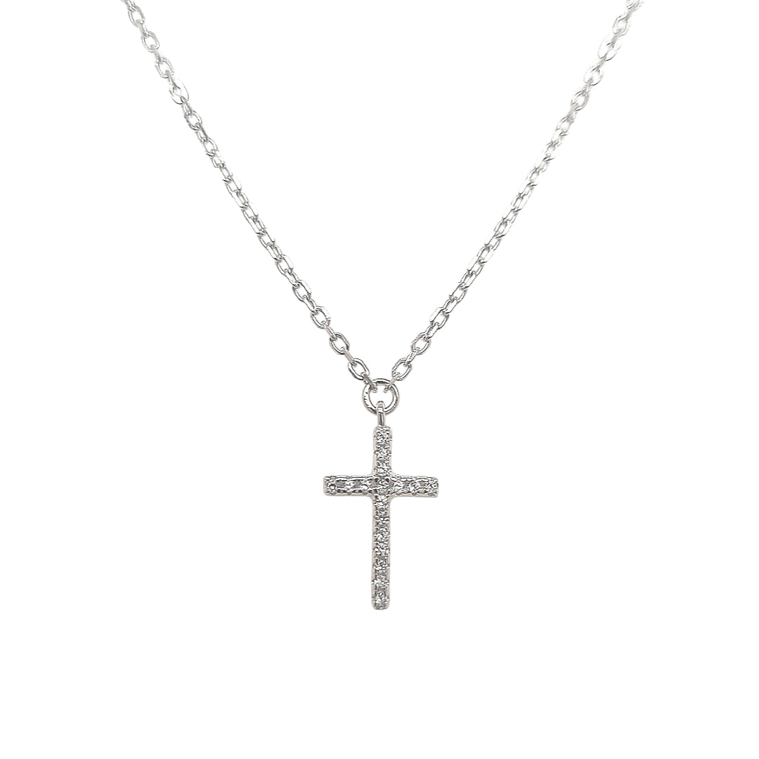 Grace 'Faith' Cross Necklace | Silver CZ RH