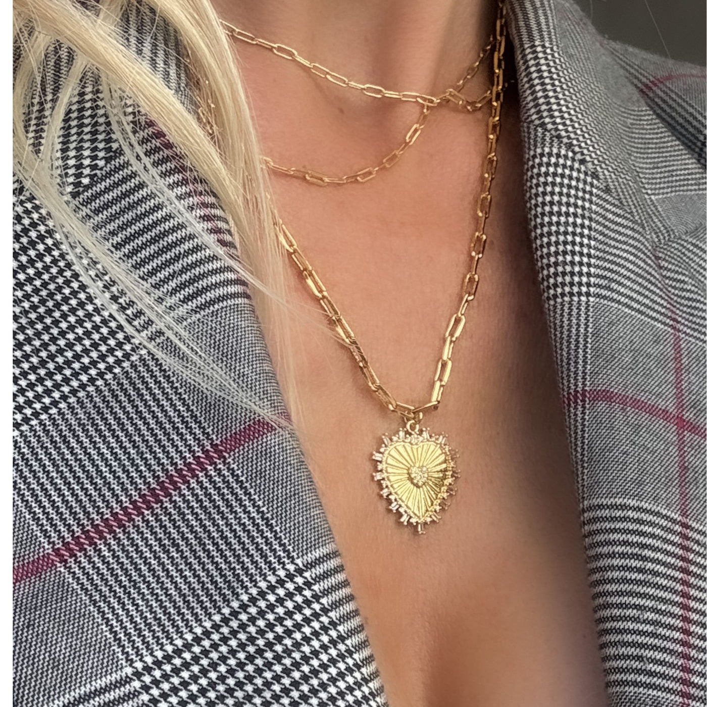 Lindi Kingi Gold Hearts Desire Paperclip Necklace