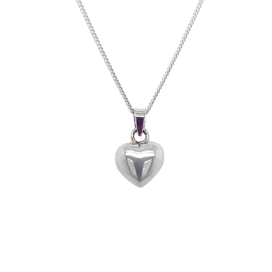 Celesti Silver Petited Puff Heart Necklace
