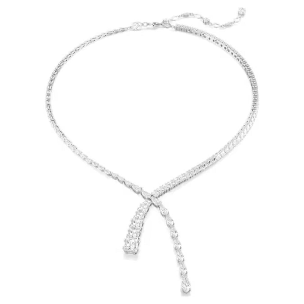 Swarovski Matrix Y Necklace | Mixed Cut Stones | Rhodium Plated