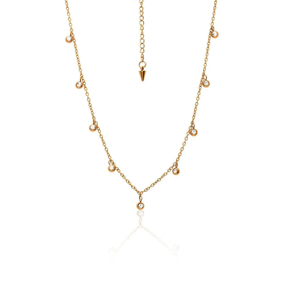 Silk & Steel Glimmer Necklace | CZ | Steel | 14k YGP | 49cm