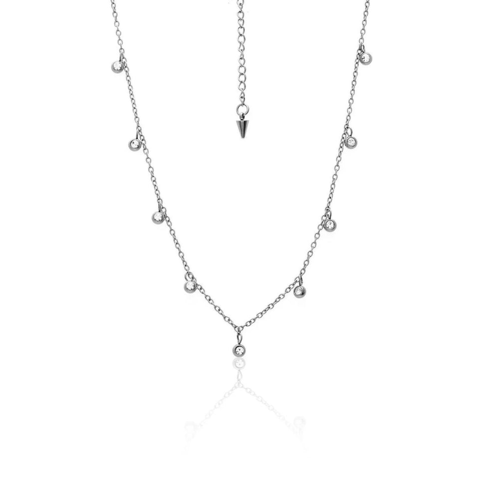 Silk & Steel Glimmer Necklace | CZ | Stainless Steel