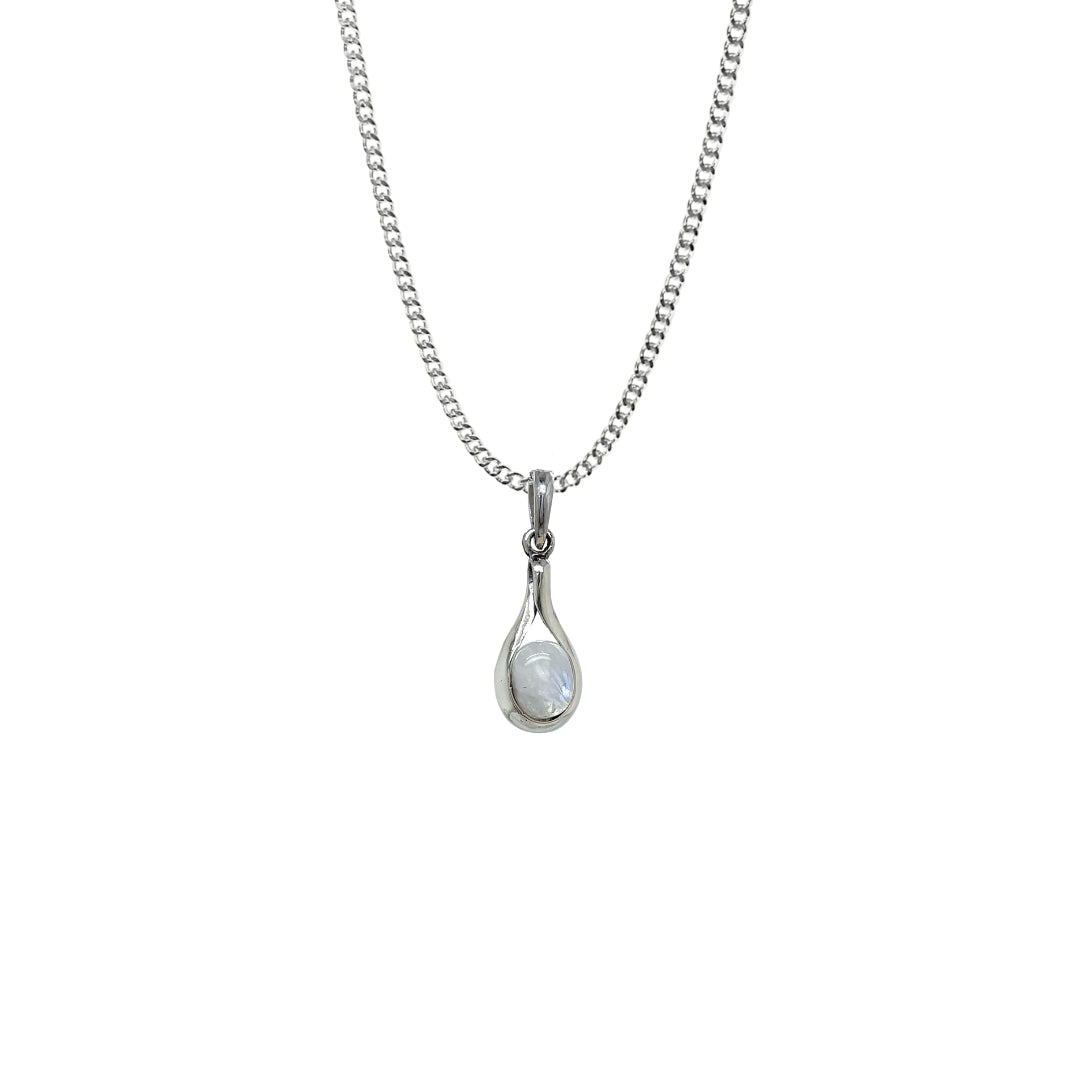 Luna 'Autonoe' Twist Necklace | Silver | Moonstone | 45cm