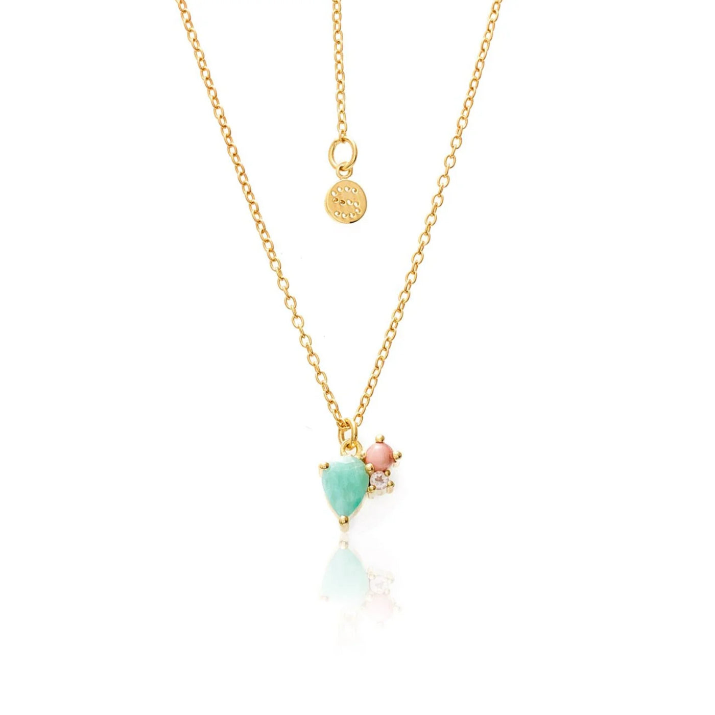 Silk and Steel | Bloom | Amazonite, Rose Quartz and Opal | Gold Plated | Necklace
