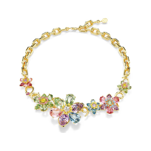 Swarovski | IDYLLIA | Mixed Cut | Multi Coloured | Flower | Gold | Necklace