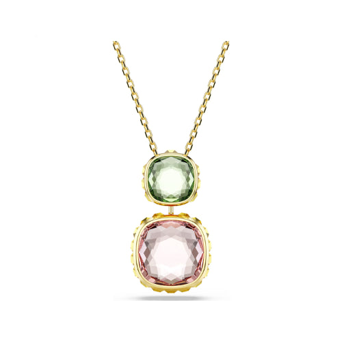 Swarovski | Chroma | Cushion Cut | Multi Colored Pendant | Gold | Necklace