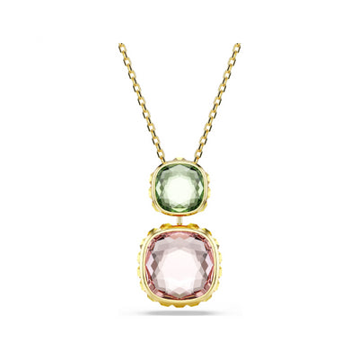 Swarovski | Chroma | Cushion Cut | Multi Colored Pendant | Gold | Necklace