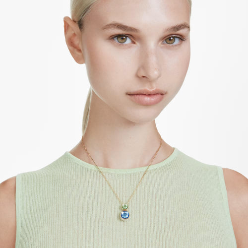 Swarovski | Chroma | Cushion Cut | Multi Colored Pendant | Gold | Necklace