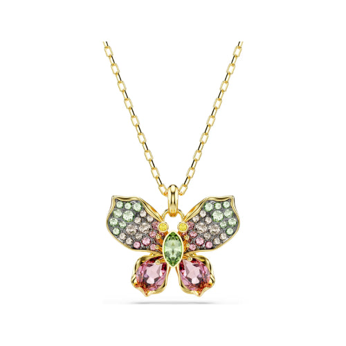 Swarovski | Idyllia | Mixed Cut | Pave | Multi Coloured Butterfly | Gold | Butterfly | Necklace