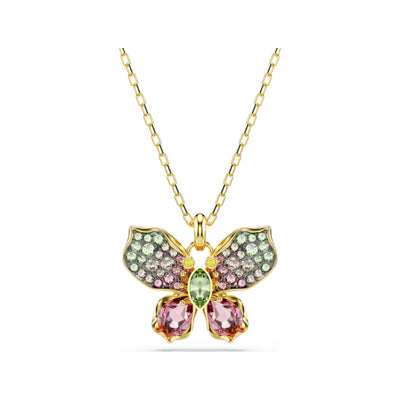 Swarovski | Idyllia | Mixed Cut | Pave | Multi Coloured Butterfly | Gold | Butterfly | Necklace