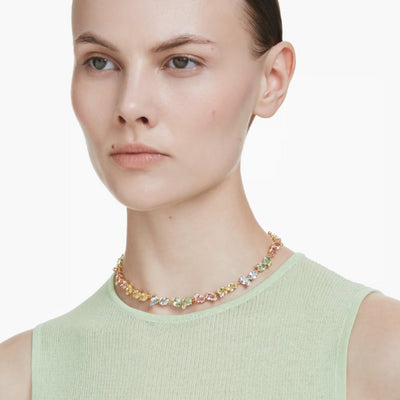 Swarovski | Gema | Mixed Cut | Multi Coloured Crystals | Gold | Tennis | Necklace