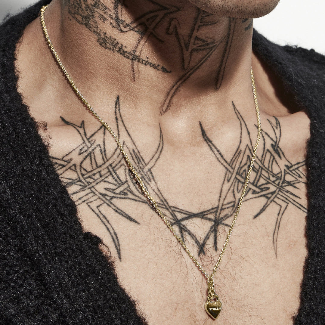 Stolen Girlfriend Club | Heavy Metal Heart | Love Chain | Gold Plated | Pendant Necklace | 46+4cm