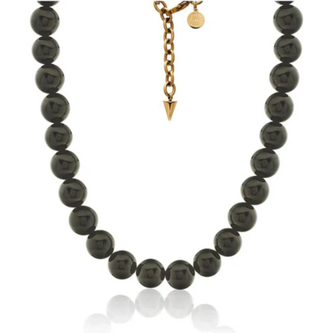 Silk & Steel Midnight Choker Black Onyx Necklace Gold Plated