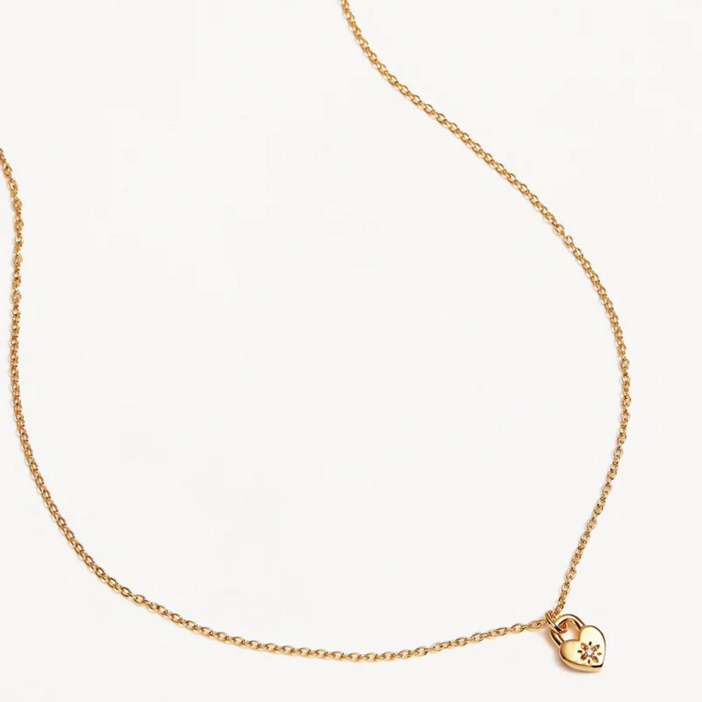 By Charlotte | Crystal Lotus Heart Padlock | 18k Gold Vermeil | Necklace