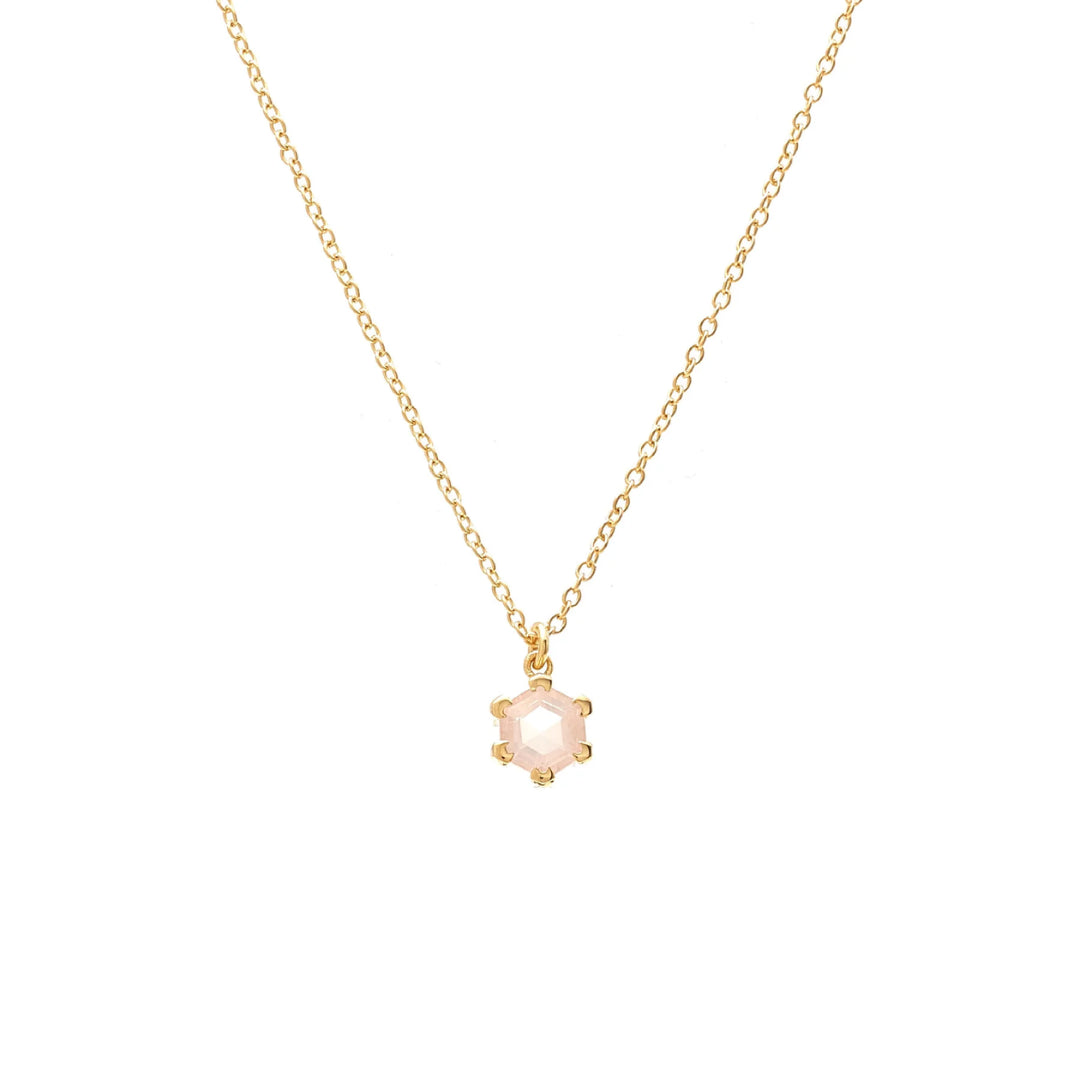 Silk & Steel Harmony Necklace Rose Quartz + Gold