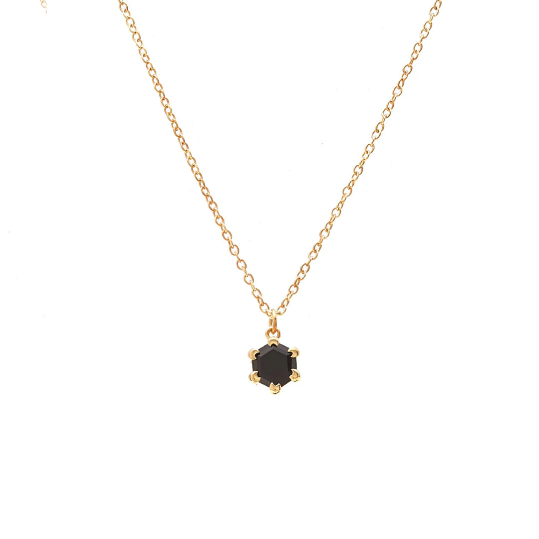Silk & Steel Harmony Necklace Black Spinel + Gold