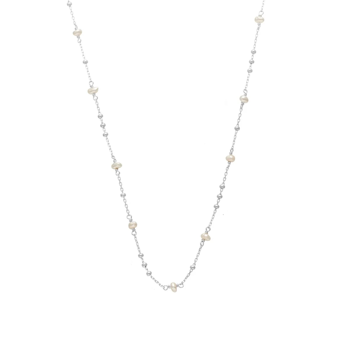 Silk & Steel Dotty FW Pearl Rhodium Plated Necklace