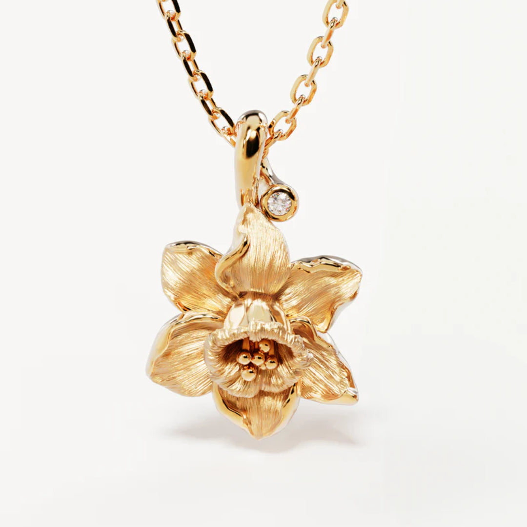 By Charlotte Daffodil March Birth Flower Necklace | 18K Vermeil