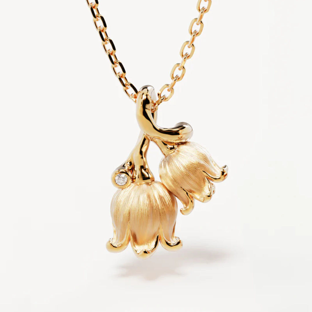 By Charlotte Lily of the Valley May Birth Flower Necklace | 18K Vermeil
