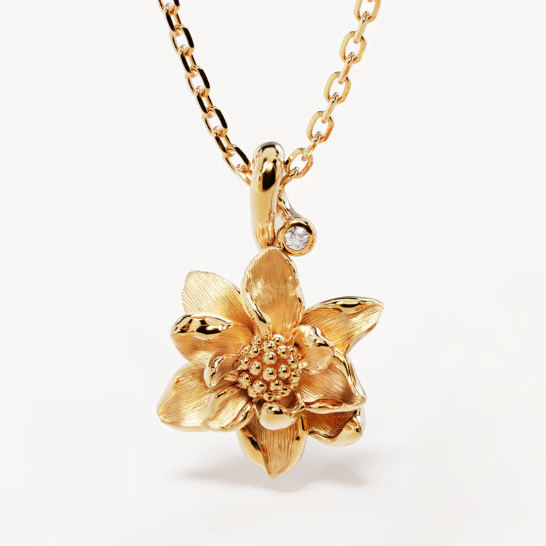 By Charlotte Water Lily July Birth Flower Necklace | 18K Vermeil