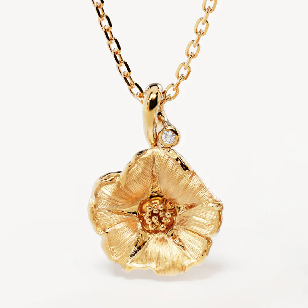 By Charlotte Morning Glory September Birth Flower Necklace | 18K Vermeil