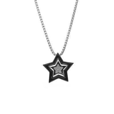 Silk & Steel Supernova Necklace Black Enamel + CZ + Silver