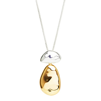Najo Double Pebblet Two-Tone Pendant | STG & 14k GP