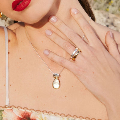 Najo Double Pebblet Two-Tone Pendant | STG & 14k GP