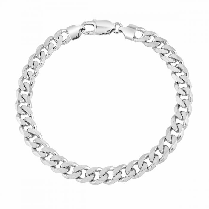 Revolution Silver Flat Diamond Cub Curb 21cm Bracelet
